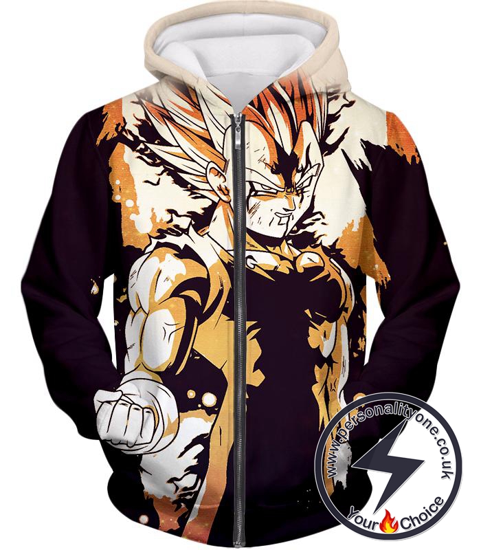 Dragon Ball Super Powerful Majin Vegeta Boosted Super Saiyan 2 Form Cool Anime Zip Up Hoodie